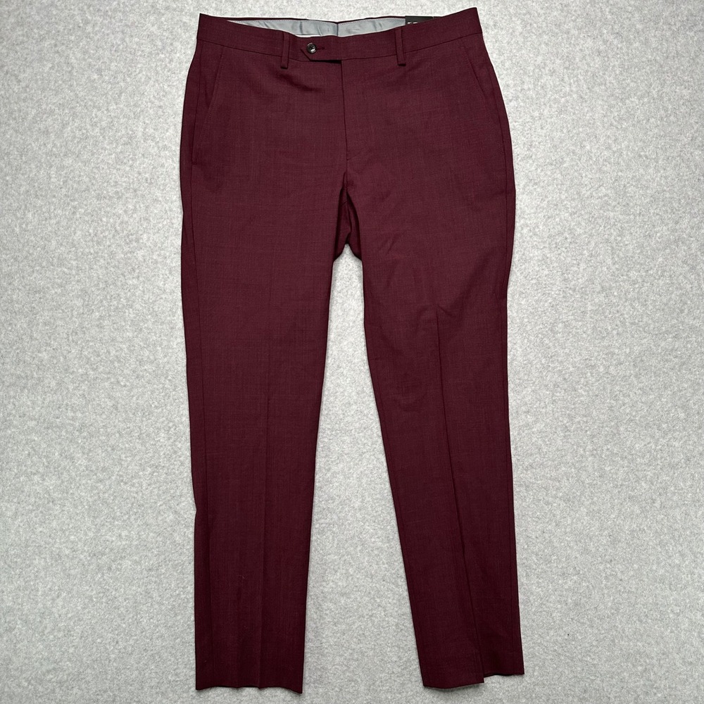 Bar III Mens Skinny Fit Suit Separate Pants Red Burgundy 33x30 MIONPC5Z0110 NWT